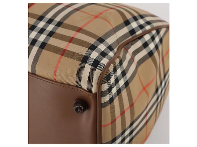 Burberrys Nova Check Boston Bag Canvas Beige Gold Auth 200460V Golden - Ansicht 9