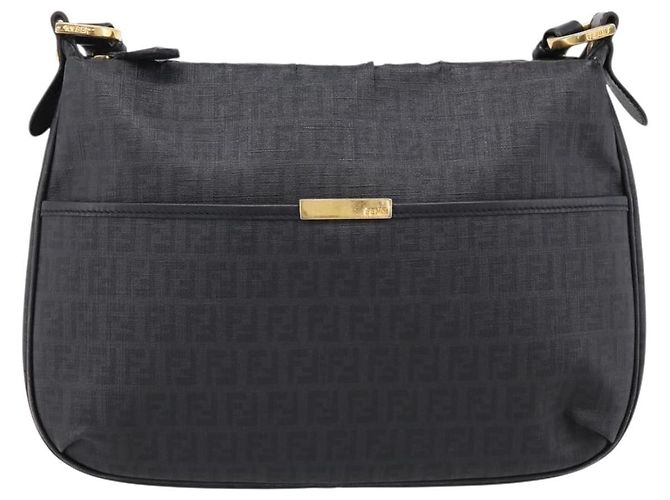 Borsa a tracolla FENDI Zucchino Canvas PVC Nero Oro Auth 204845 D'oro - vista 13