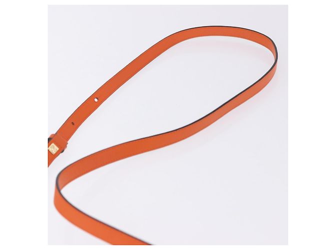 LOEWE Shoulder Bag Leather Orange Gold Tone Auth ka6237A - view 15