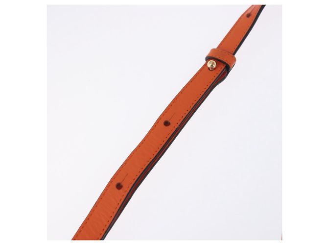 LOEWE Shoulder Bag Leather Orange Gold Tone Auth ka6237A - view 16