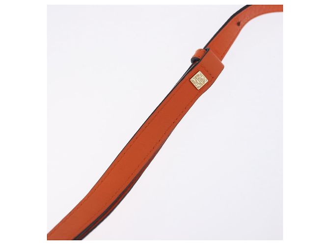 LOEWE Shoulder Bag Leather Orange Gold Tone Auth ka6237A - view 17