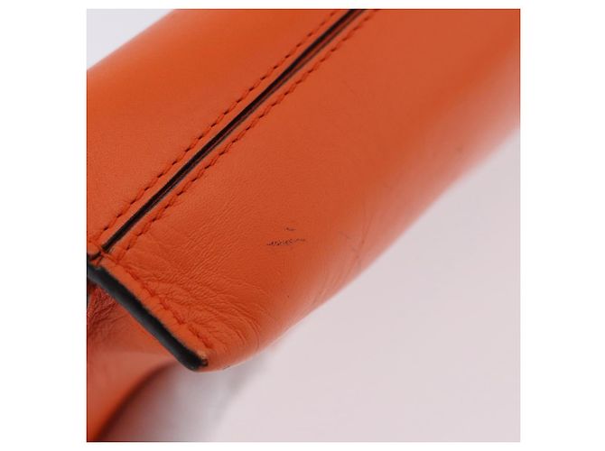 LOEWE Shoulder Bag Leather Orange Gold Tone Auth ka6237A - view 18