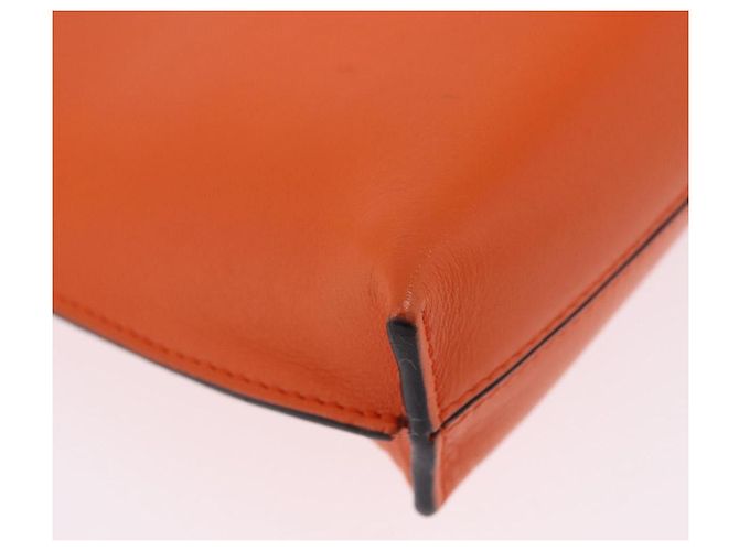 LOEWE Shoulder Bag Leather Orange Gold Tone Auth ka6237A - view 19