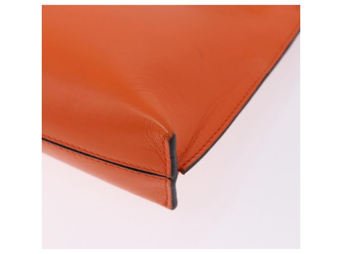 LOEWE Shoulder Bag Leather Orange Gold Tone Auth ka6237A - view 20