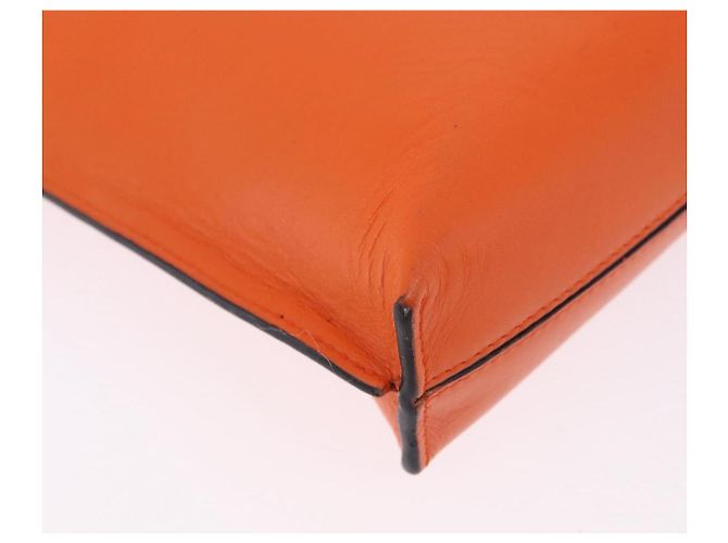 LOEWE Shoulder Bag Leather Orange Gold Tone Auth ka6237A - view 21
