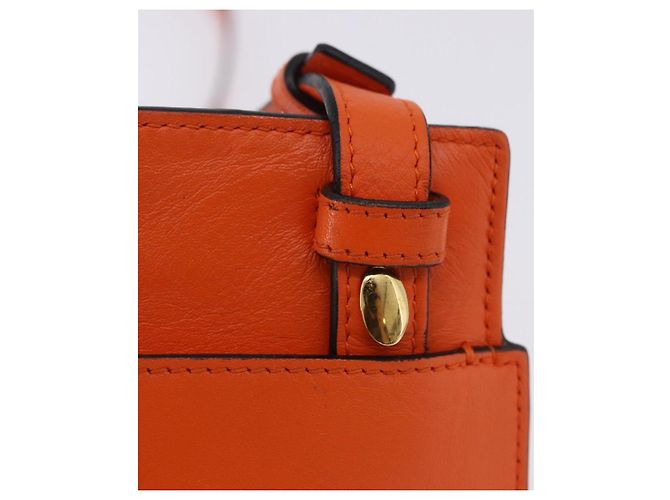 LOEWE Shoulder Bag Leather Orange Gold Tone Auth ka6237A - view 23
