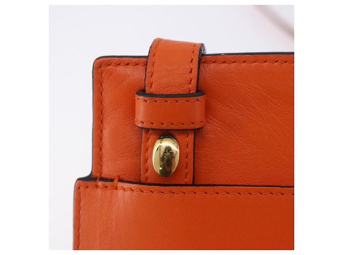 LOEWE Shoulder Bag Leather Orange Gold Tone Auth ka6237A - view 24