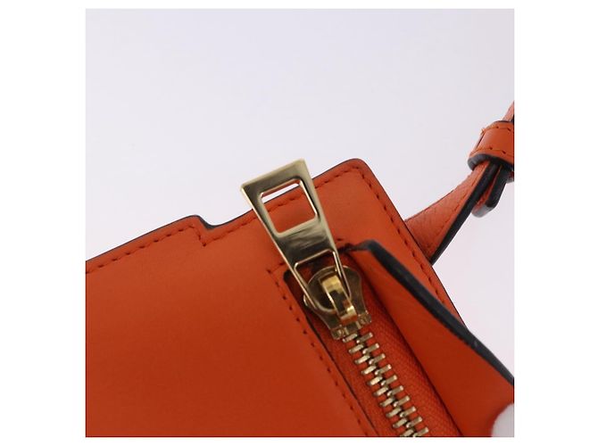 LOEWE Shoulder Bag Leather Orange Gold Tone Auth ka6237A - view 26