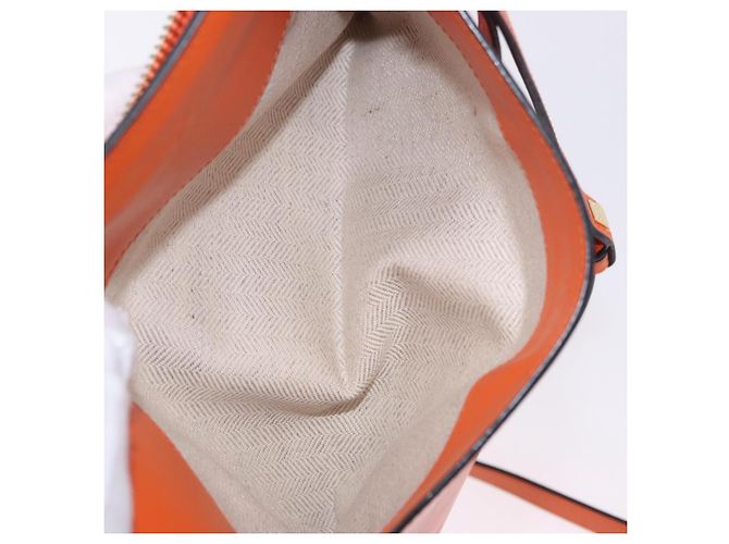 LOEWE Shoulder Bag Leather Orange Gold Tone Auth ka6237A - view 30