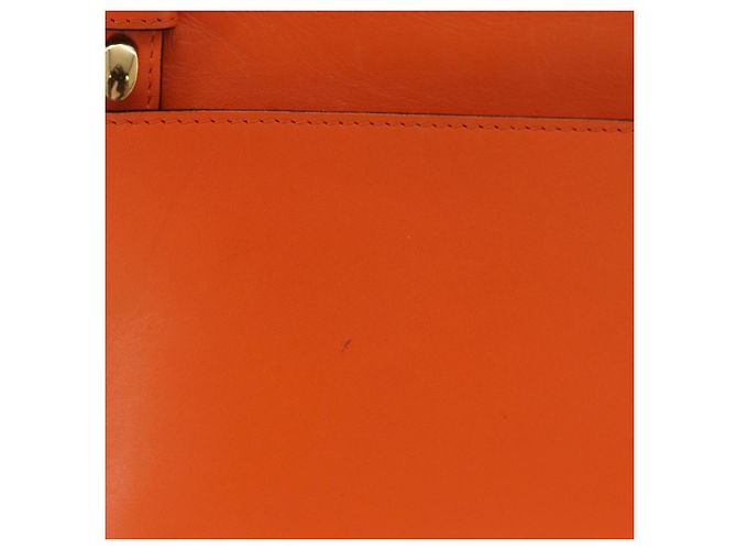 LOEWE Shoulder Bag Leather Orange Gold Tone Auth ka6237A - view 5