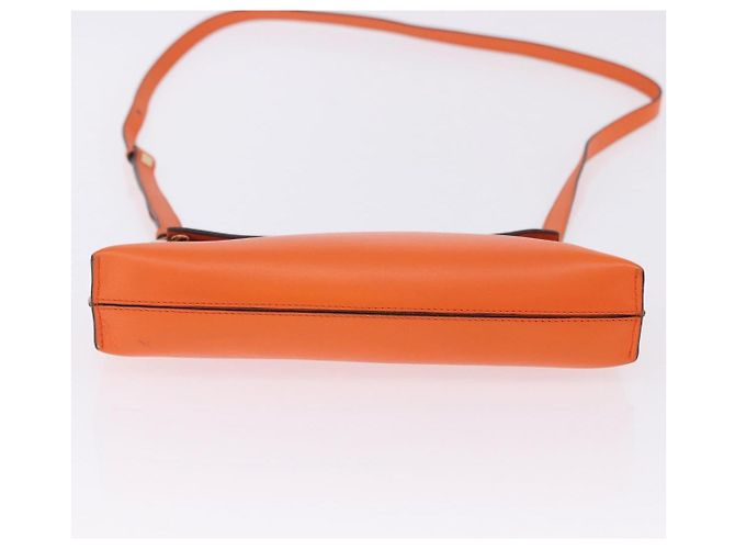 LOEWE Shoulder Bag Leather Orange Gold Tone Auth ka6237A - view 8