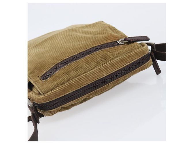 Bolsa de Ombro FENDI em veludo cotelê Beige Silver Auth 204610A Prata Bege - vista 6