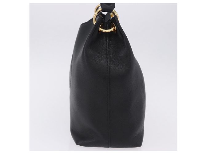 Bolsa de Ombro PRADA em Couro Preto e Dourado Auth ka6289M - vista 3