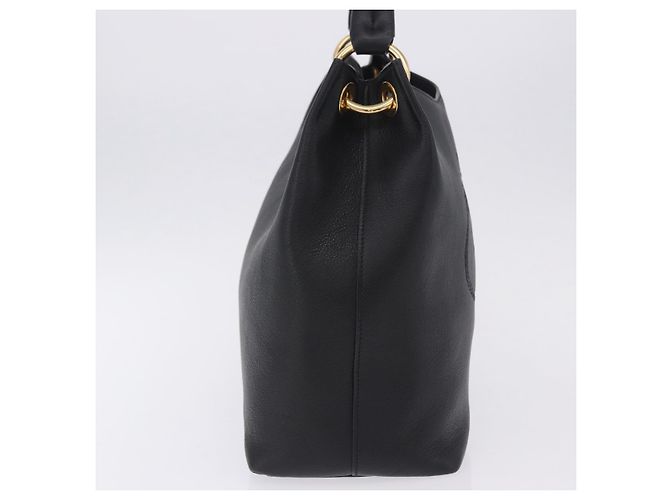 Bolsa de Ombro PRADA em Couro Preto e Dourado Auth ka6289M - vista 4
