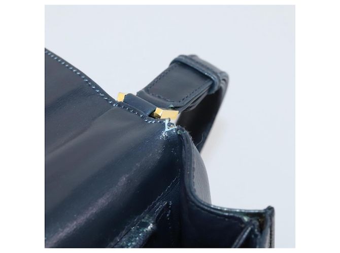Bolsa de Ombro GUCCI em Couro Azul Marinho e Dourado Autêntica 205163 - vista 10