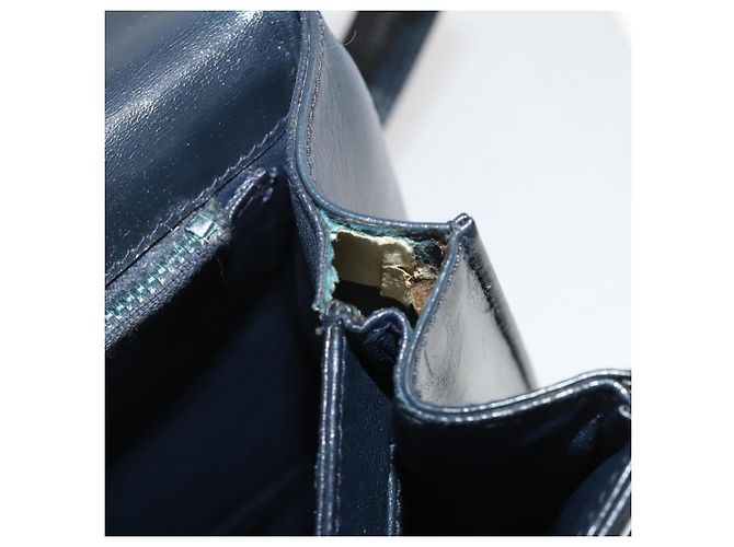 Bolsa de Ombro GUCCI em Couro Azul Marinho e Dourado Autêntica 205163 - vista 11