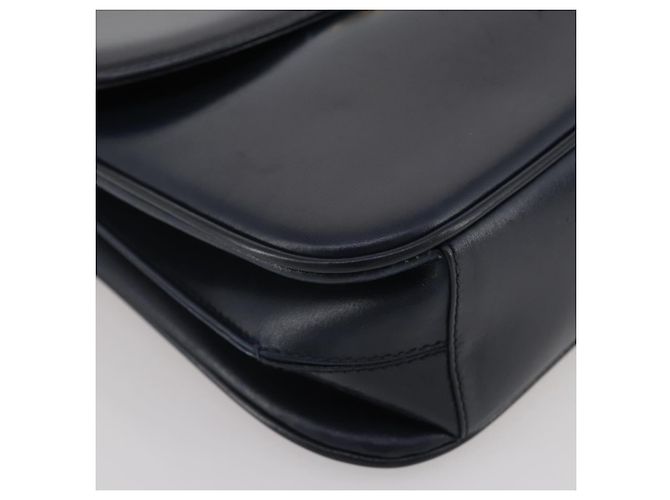 Bolsa de Ombro GUCCI em Couro Azul Marinho e Dourado Autêntica 205163 - vista 16
