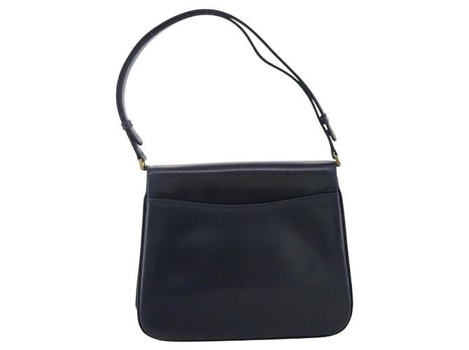 Bolsa de Ombro GUCCI em Couro Azul Marinho e Dourado Autêntica 205163 - vista 2