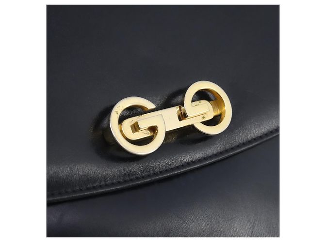 Bolsa de Ombro GUCCI em Couro Azul Marinho e Dourado Autêntica 205163 - vista 20