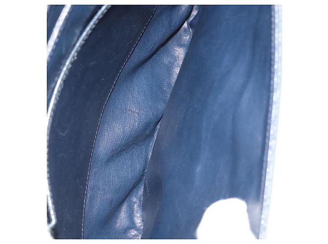 Bolsa de Ombro GUCCI em Couro Azul Marinho e Dourado Autêntica 205163 - vista 26