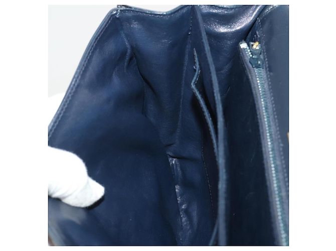 Bolsa de Ombro GUCCI em Couro Azul Marinho e Dourado Autêntica 205163 - vista 28