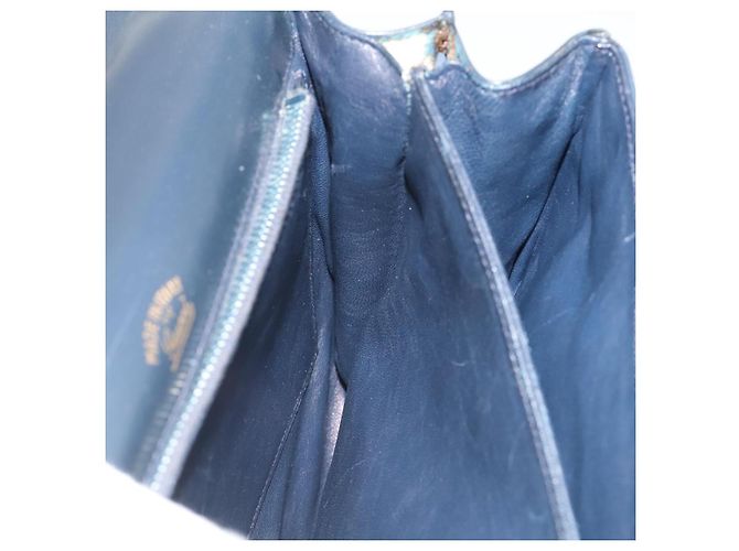 Bolsa de Ombro GUCCI em Couro Azul Marinho e Dourado Autêntica 205163 - vista 29