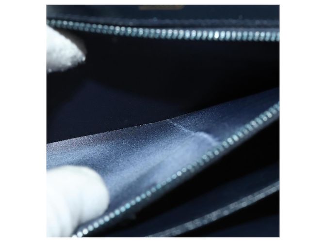 Bolsa de Ombro GUCCI em Couro Azul Marinho e Dourado Autêntica 205163 - vista 33