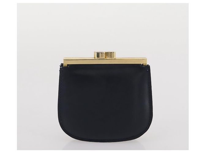 Bolsa de Ombro GUCCI em Couro Azul Marinho e Dourado Autêntica 205163 - vista 34