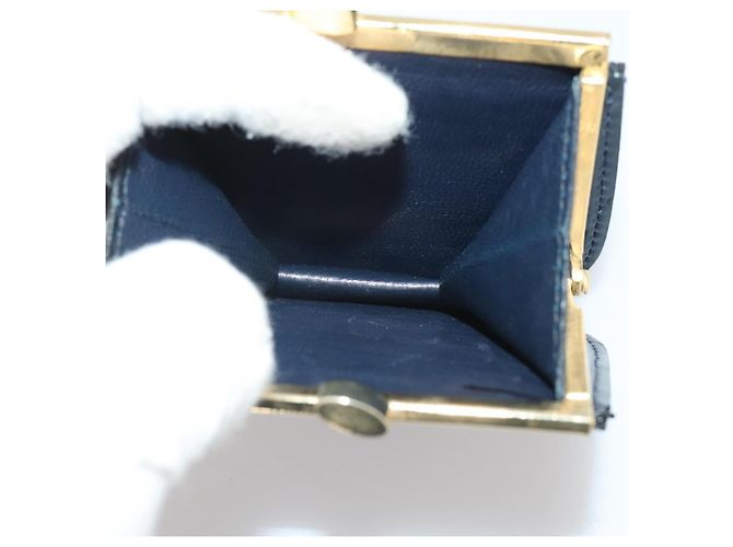 Bolsa de Ombro GUCCI em Couro Azul Marinho e Dourado Autêntica 205163 - vista 36
