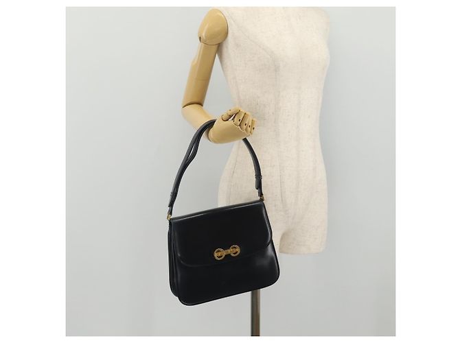 Bolsa de Ombro GUCCI em Couro Azul Marinho e Dourado Autêntica 205163 - vista 37