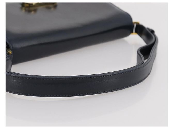 Bolsa de Ombro GUCCI em Couro Azul Marinho e Dourado Autêntica 205163 - vista 6