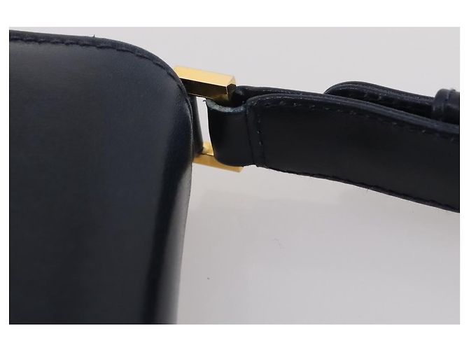 Bolsa de Ombro GUCCI em Couro Azul Marinho e Dourado Autêntica 205163 - vista 7