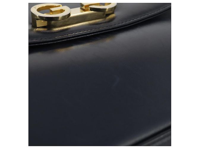 Bolsa de Ombro GUCCI em Couro Azul Marinho e Dourado Autêntica 205163 - vista 9