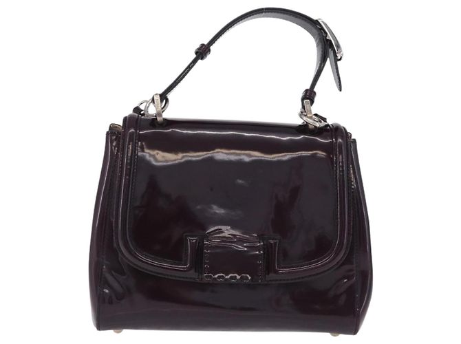 FENDI Silvana Shoulder Bag Patent Leather 2way Purple Silver Auth 202690A Silvery - view 13