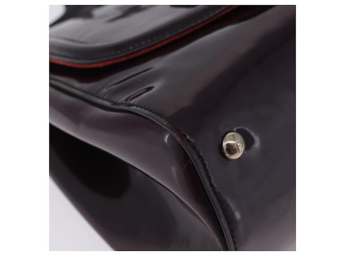 FENDI Silvana Shoulder Bag Patent Leather 2way Purple Silver Auth 202690A Silvery - view 17