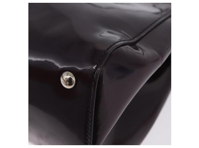 FENDI Silvana Shoulder Bag Patent Leather 2way Purple Silver Auth 202690A Silvery - view 20