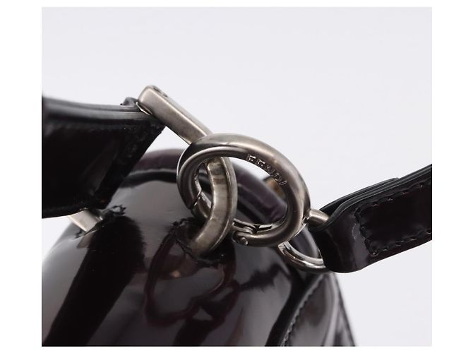 FENDI Silvana Shoulder Bag Patent Leather 2way Purple Silver Auth 202690A Silvery - view 21