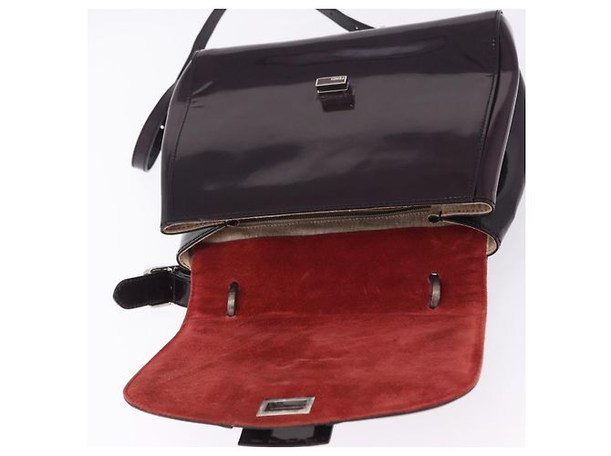 FENDI Silvana Shoulder Bag Patent Leather 2way Purple Silver Auth 202690A Silvery - view 25