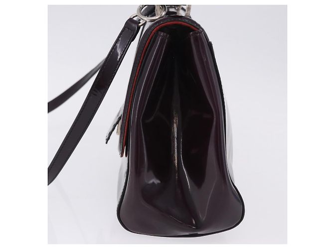 FENDI Silvana Shoulder Bag Patent Leather 2way Purple Silver Auth 202690A Silvery - view 3