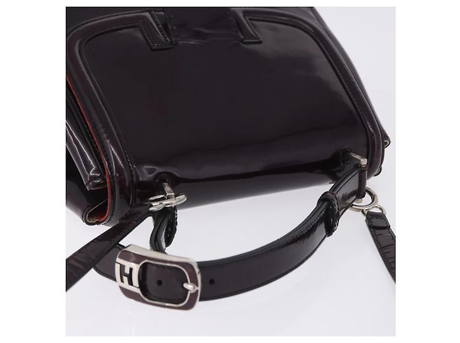 FENDI Silvana Shoulder Bag Patent Leather 2way Purple Silver Auth 202690A Silvery - view 6