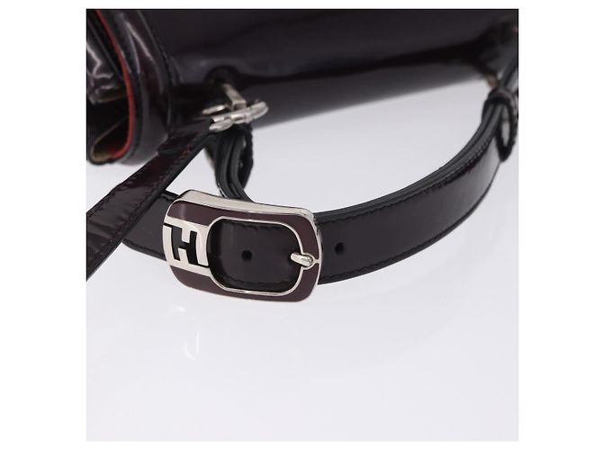 FENDI Silvana Shoulder Bag Patent Leather 2way Purple Silver Auth 202690A Silvery - view 7