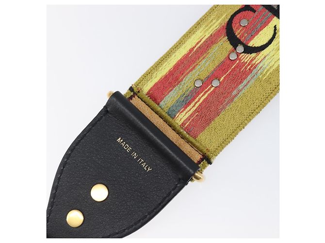 Bandoulière Christian Dior en toile multicolore ton or Auth ar14181V - vue 10