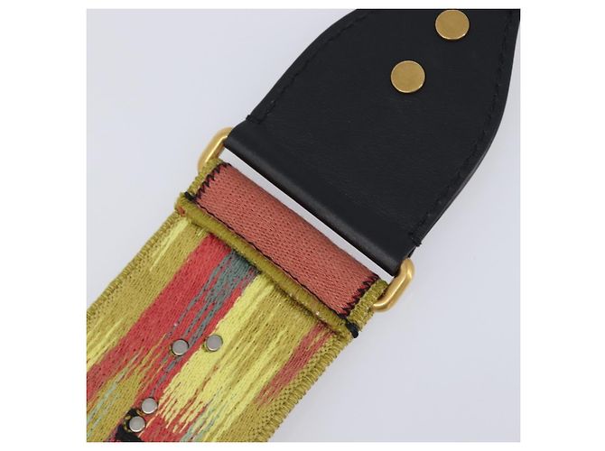 Bandoulière Christian Dior en toile multicolore ton or Auth ar14181V - vue 11