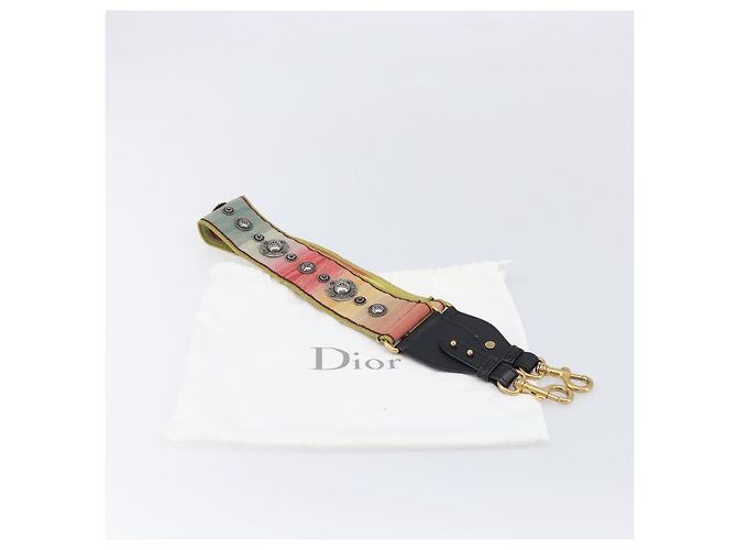 Bandoulière Christian Dior en toile multicolore ton or Auth ar14181V - vue 12