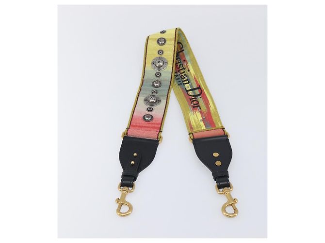 Bandoulière Christian Dior en toile multicolore ton or Auth ar14181V - vue 2