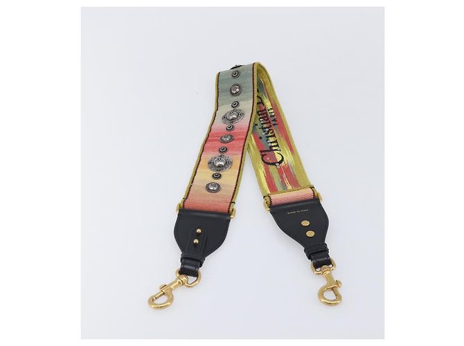 Bandoulière Christian Dior en toile multicolore ton or Auth ar14181V - vue 3