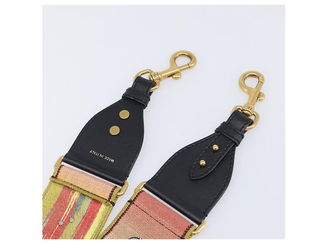 Bandoulière Christian Dior en toile multicolore ton or Auth ar14181V - vue 7
