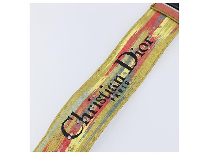 Bandoulière Christian Dior en toile multicolore ton or Auth ar14181V - vue 9