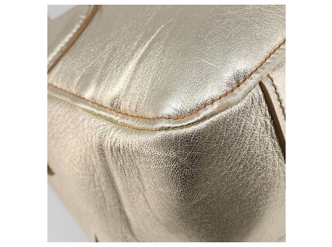 Borsa a mano Miu Miu in pelle Champagne Gold Gold Tone Auth 167627V D'oro - vista 17