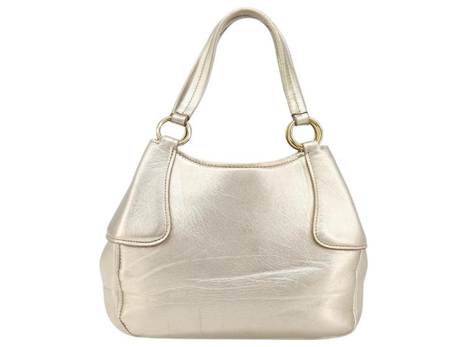 Borsa a mano Miu Miu in pelle Champagne Gold Gold Tone Auth 167627V D'oro - vista 2